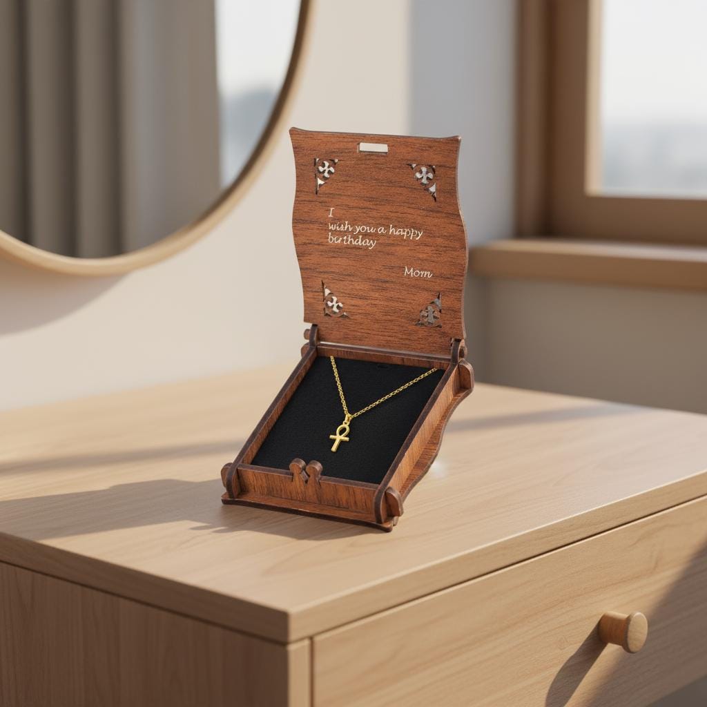 Minimalist Egyptian Ankh Cross Necklace, 925 Silver Gold Plated, Symbol of Life Jewelry, Custom Length Cultural Gift for Her, Christmas Gift