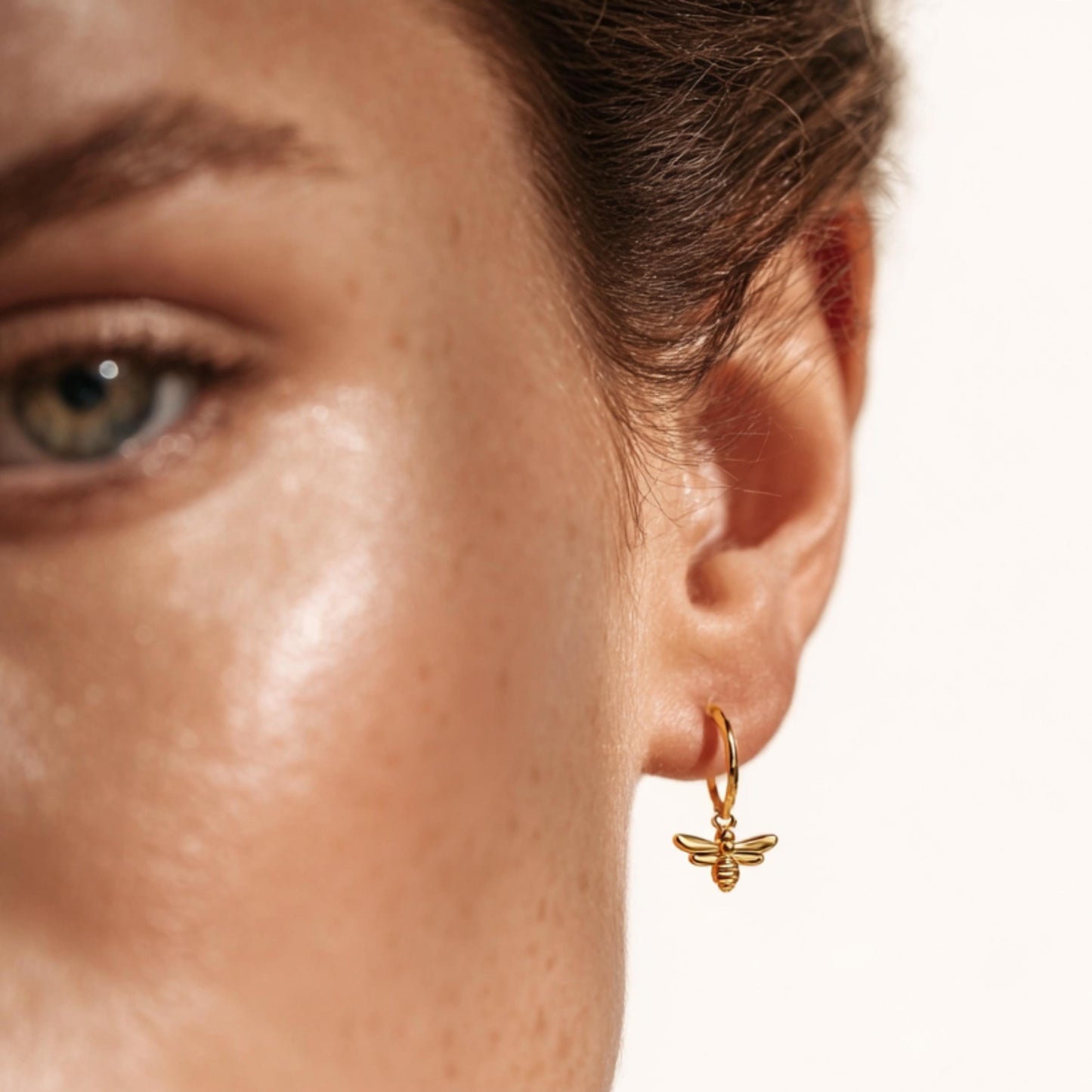 Minimalist Honeybee Huggie Hoop Earrings, 14K Gold Plated 925 Silver Dangle Charm, Personalized Christmas Gift, Nature Lover Jewelry