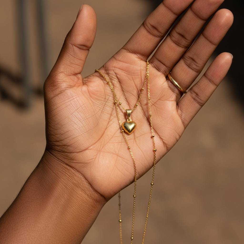 Dainty Bubble Heart Pendant: 925 Sterling Silver & 14k Gold Plated Minimalist Necklace Gift