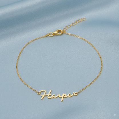 Personalized Name Anklet, Custom Ankle Bracelet for Women, Sterling Silver & Gold Foot Jewelry, Adjustable Dainty Gift for Her
