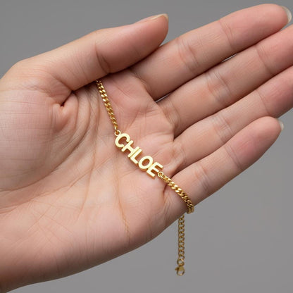 Bubble Name Bracelet, Personalized Dainty Custom Jewelry, 14K Gold Plated 925 Silver Gift, Modern Minimalist Christmas Gift for Her