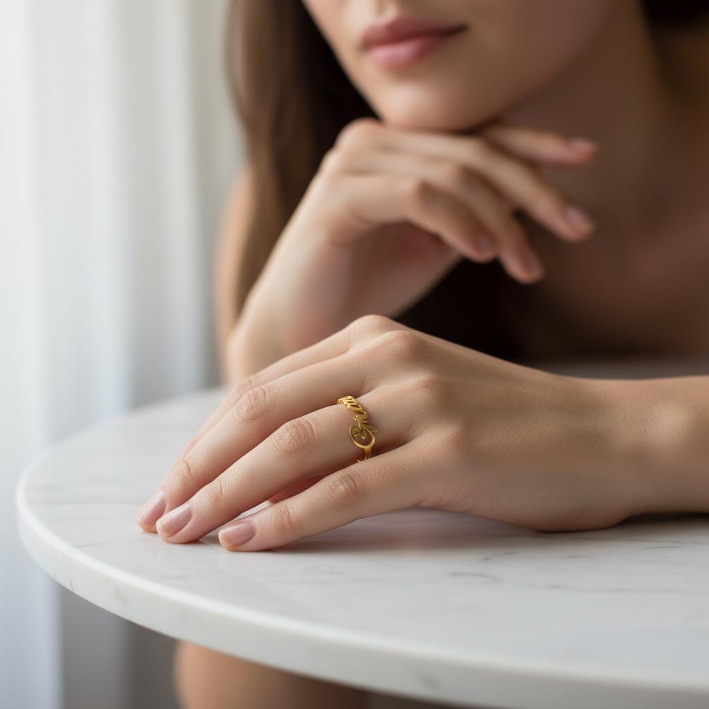 Personalized Name Ring, Custom Dainty Silver Gold Stackable Jewelry, Handwritten Text, Minimalist Gift for Her, Delicate Personalized Band