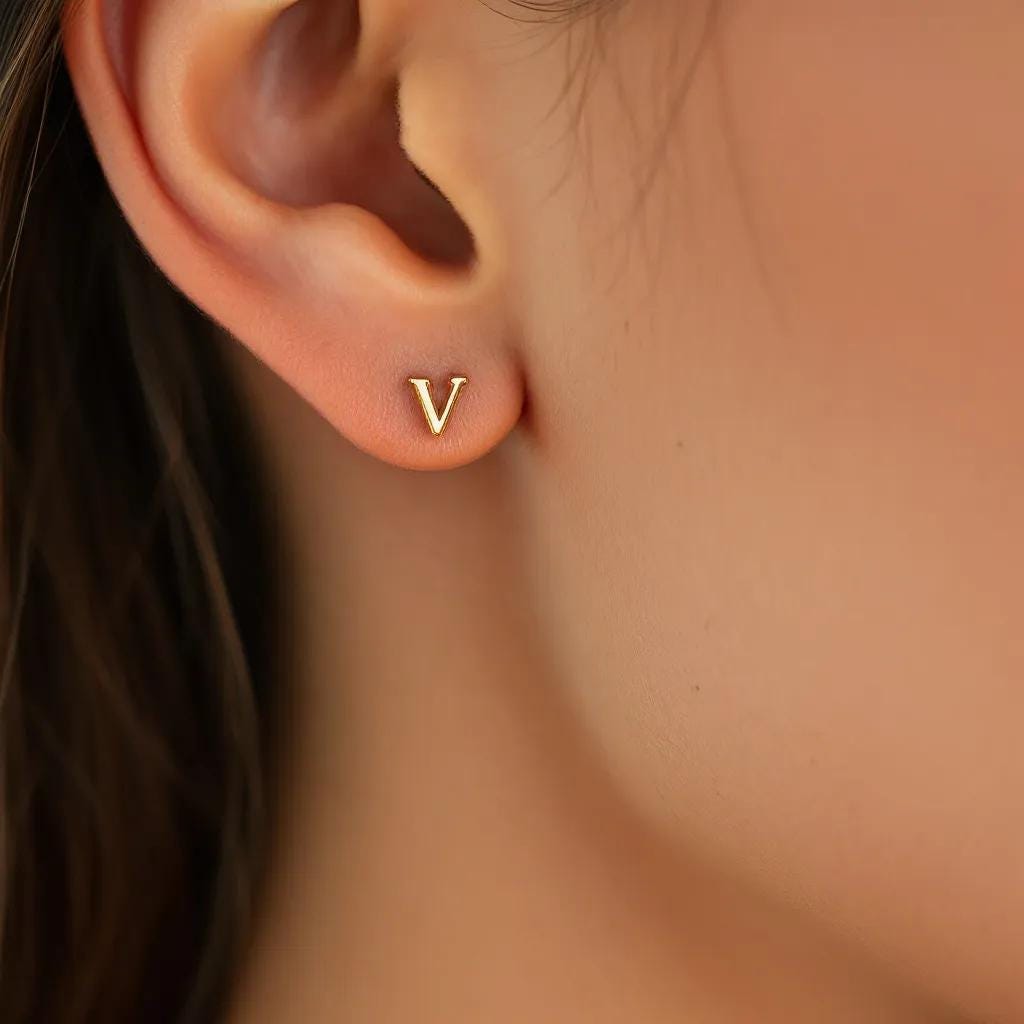 Minimalist 18k Gold Plated Sterling Silver Initial Earrings, Lowercase Letter Earrings, Gold Stud Earrings, Mother's Day Gift, Mom Gift