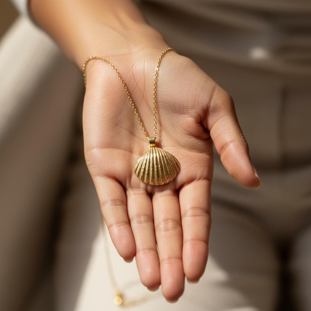 3D Seashell Necklace 925 Sterling Silver Gold Plated, Personalized Gift, Minimalist Beach Accessory, Dainty Layering Jewelry, Christmas Gift