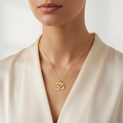 Inspirational Om Pendant Necklace, Minimalist 14K Gold Plated 925 Silver, Zen Spiritual Jewelry, Custom Length Personalized Christmas Gift