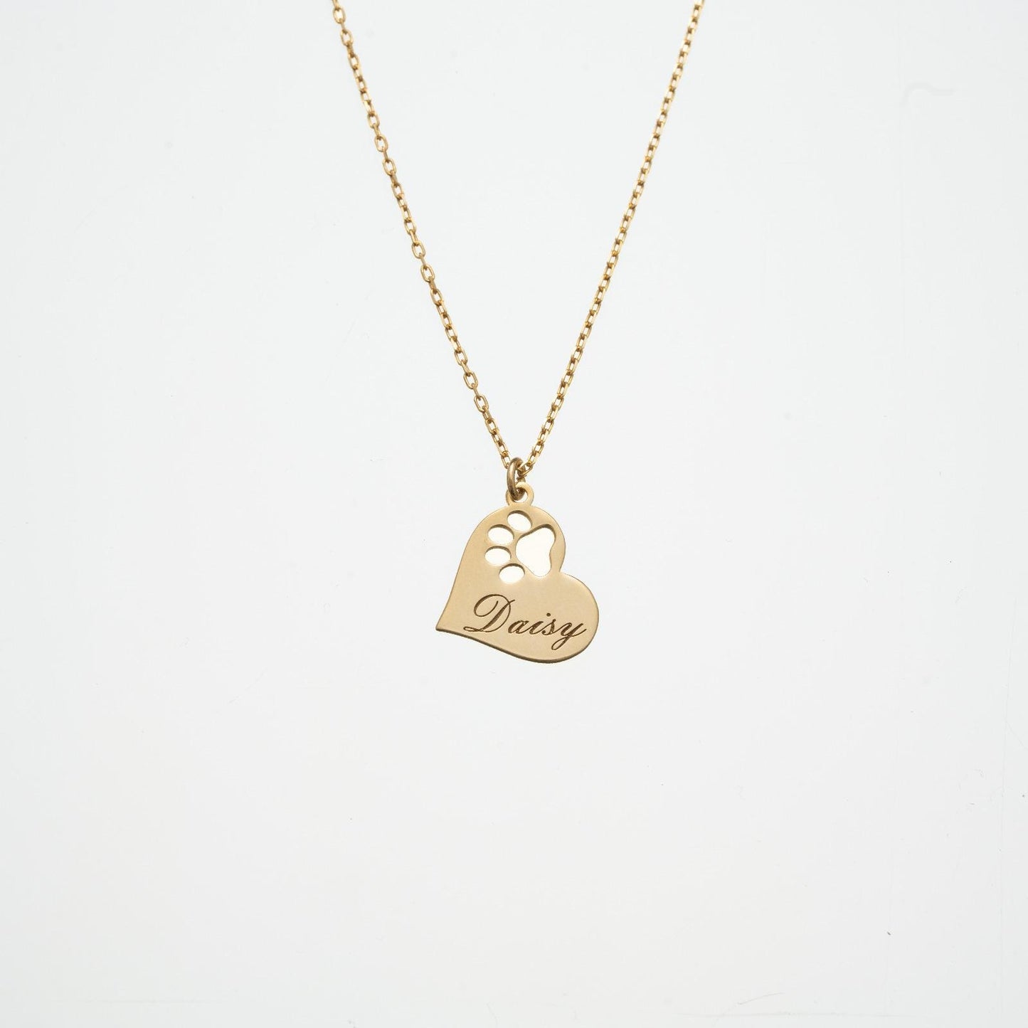 Paw Side Heart Necklace, Dainty 925 Silver Gold Plated, Minimalist Pet Lover Gift, Custom Length Jewelry, Dog Mom Christmas Gift for Her