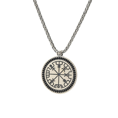 Vegvisir Viking Compass Necklace, Norse Runes Amulet, 925 Sterling Silver Protection Pendant, Personalized Gift, Minimalist Christmas Gift