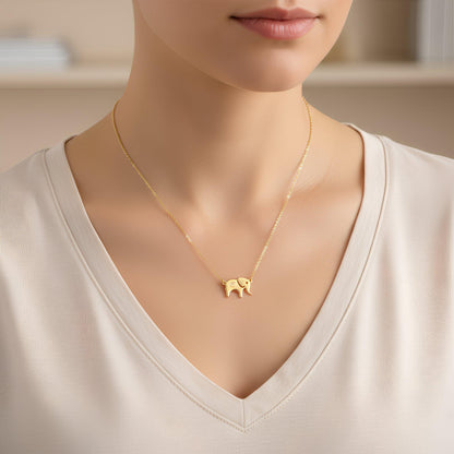 Personalized Handmade Elephant Initial Necklace, Dainty 925 Silver Gold Plated Custom Animal Charm Minimalist Jewelry Christmas Gift for Her