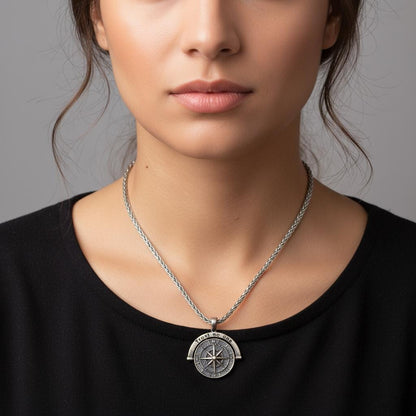 Compass Pendant Necklace, Trust No One Necklace, Unisex Sterling Silver  Chain, Minimalist Boho Jewelry, Gift for Him or Her, Everyday Charm