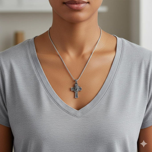 3D Jesus Christ INRI Cross Pendant, 925k Sterling Silver Catholic Necklace, Cross Unisex Pendant Necklace,Handcrafted Filigree Charm Pendant
