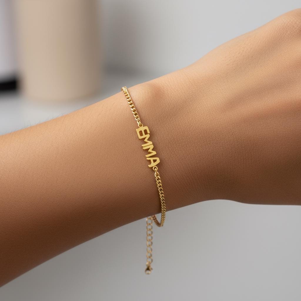 Bubble Name Bracelet, Personalized Dainty Custom Jewelry, 14K Gold Plated 925 Silver Gift, Modern Minimalist Christmas Gift for Her