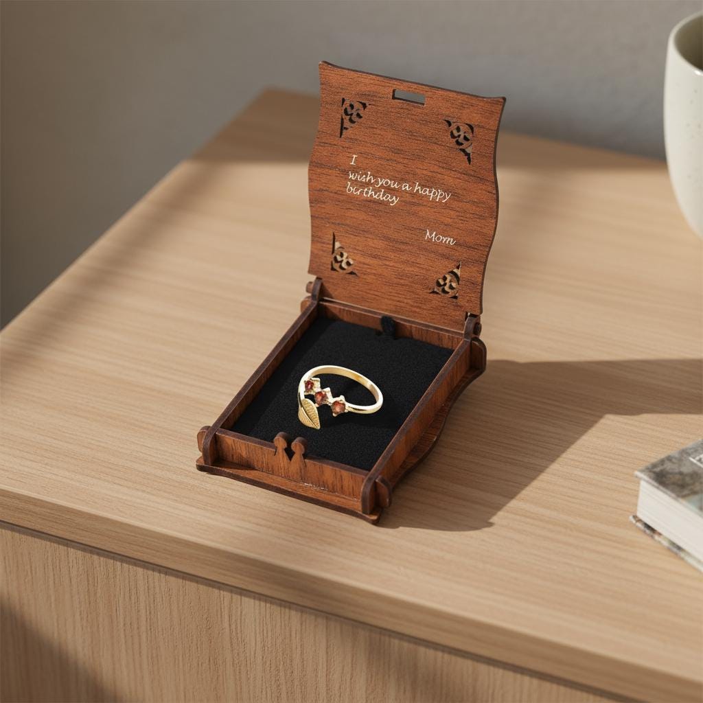 Olive Branch Three Stone Ring, Adjustable 925 Sterling Silver Gold Plated, Minimalist Peace Symbol Gift for Her, Christmas Gift