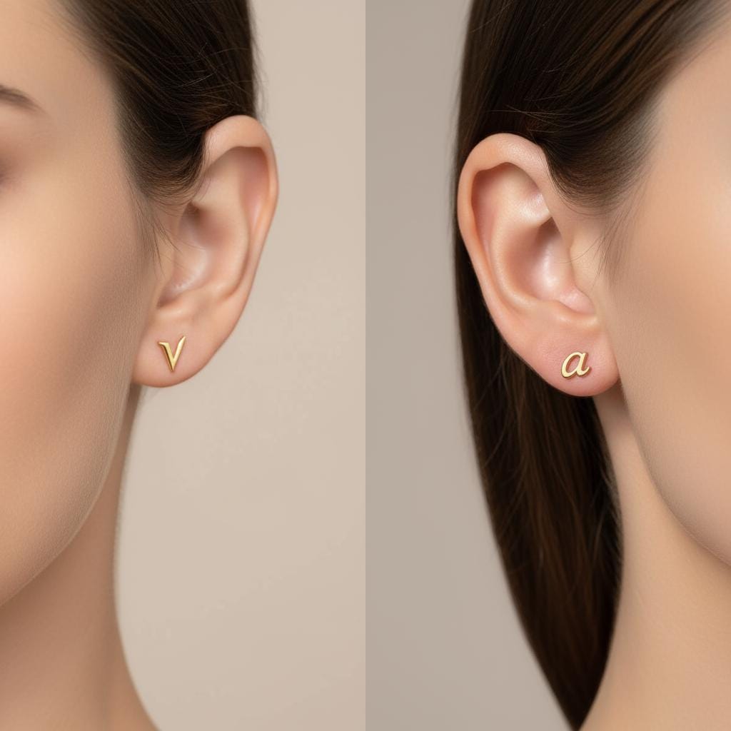 Minimalist Initial Earrings, Lowercase Letter Studs, 14K Gold Plated 925 Sterling Silver, Custom Mom Gift, Personalized Gift, Christmas Gift