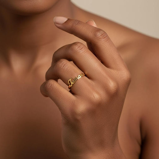 Personalized Dainty Name Ring: Custom Handmade Silver or Gold Minimalist Band - Unique Stackable Gift for Her