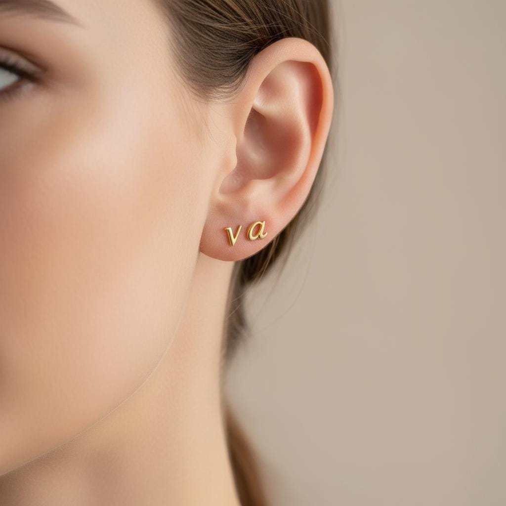 Minimalist Initial Earrings, Lowercase Letter Studs, Custom Mom Gift, Personalized Gift, Christmas Gift, 14K Gold Plated 925 Sterling Silver