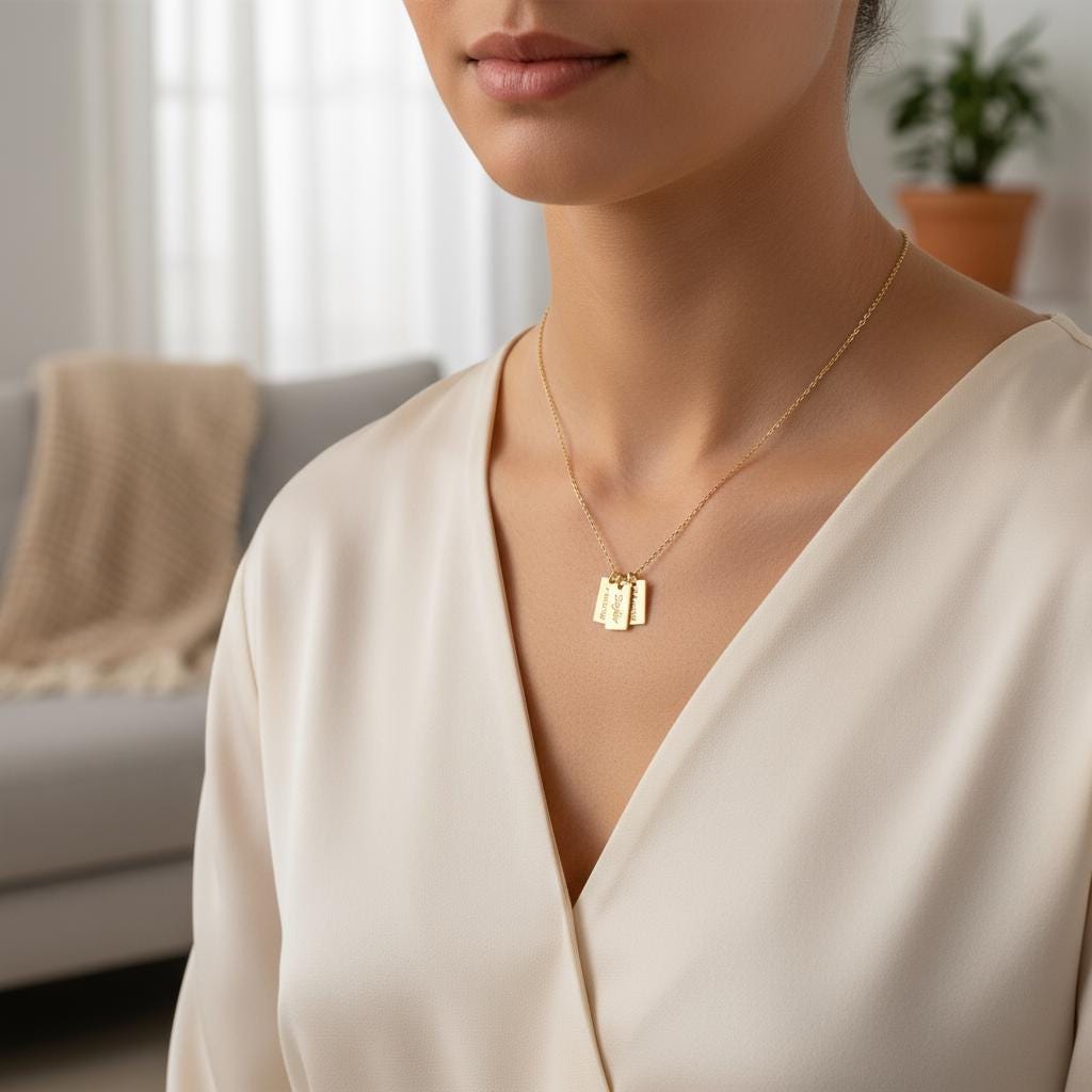 Personalized Custom Name Necklace, 14K Gold Plated Jewelry, Engraved Multiple Names, Unique Gift for Mom, Mother’s Day, Kids Names Necklace