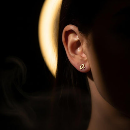 Initial Earrings Lowercase Letter, 14k Gold Plated Studs, Minimalist Gift for Mom