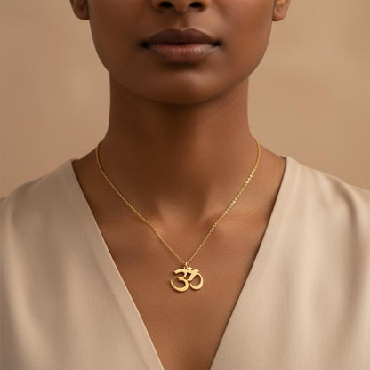 Inspirational Om Pendant, 925 Sterling Silver 14k Gold Plated Yoga Necklace, Zen Spiritual Jewelry, 14k Gold Plated Layering Necklace Gift