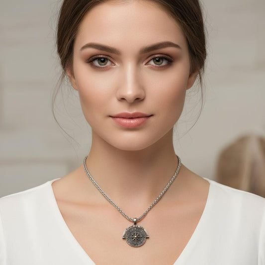 Compass Pendant Necklace, Trust No One Necklace, Unisex Sterling Silver  Chain, Minimalist Boho Jewelry, Gift for Him or Her, Everyday Charm