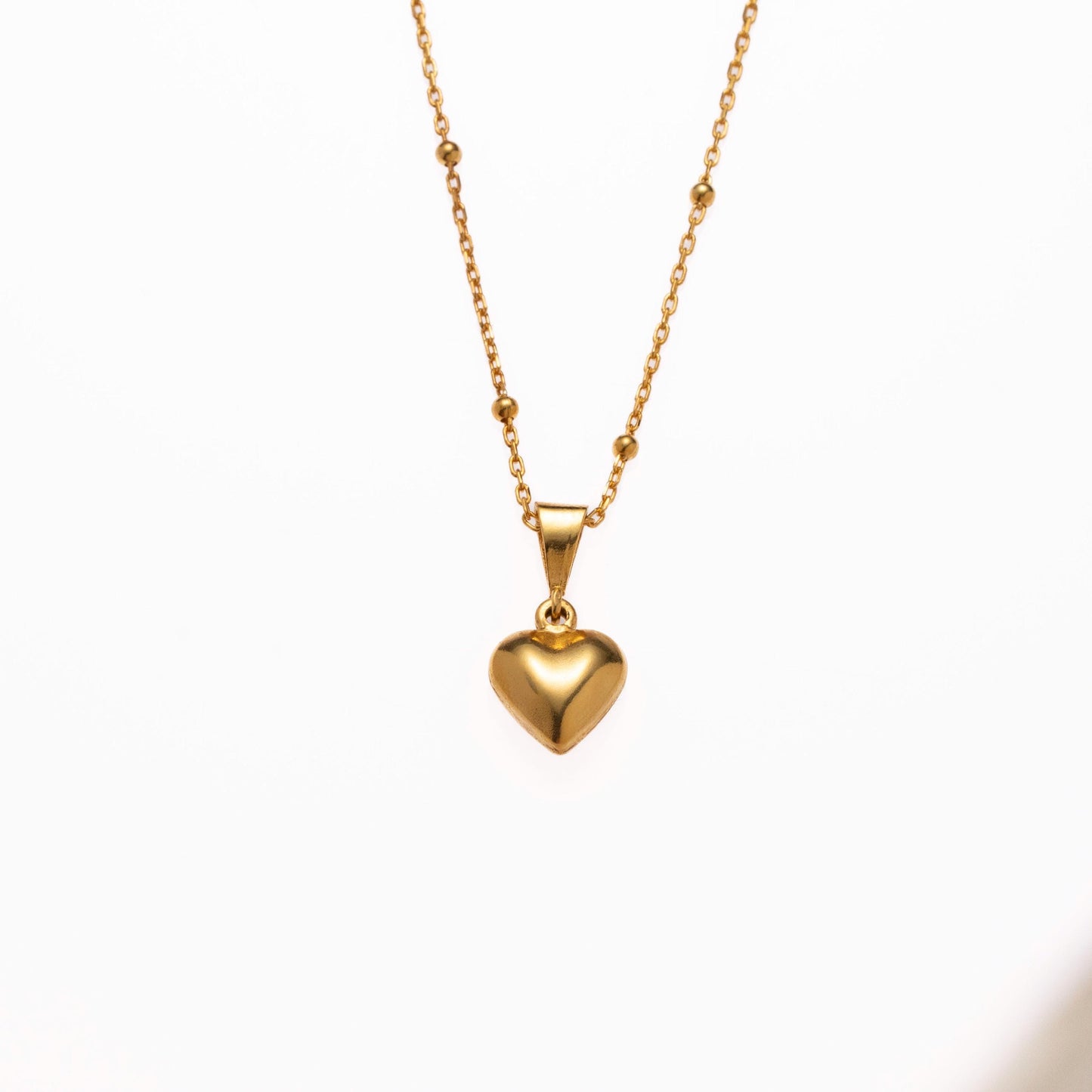 Dainty Bubble Heart Pendant: 925 Sterling Silver & 14k Gold Plated Minimalist Necklace Gift
