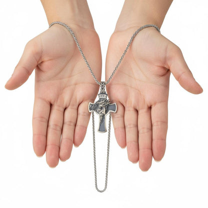 3D Jesus Christ INRI Cross Pendant, Handcrafted Filigree Catholic Necklace, 925k Sterling Silver Unisex Christmas Gift, Personalized Gift