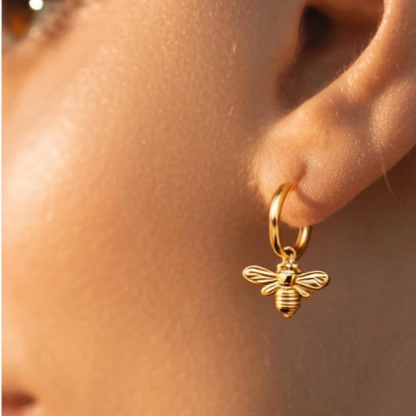 Minimalist Honeybee Huggie Hoop Earrings, 14K Gold Plated 925 Silver Dangle Charm, Personalized Christmas Gift, Nature Lover Jewelry