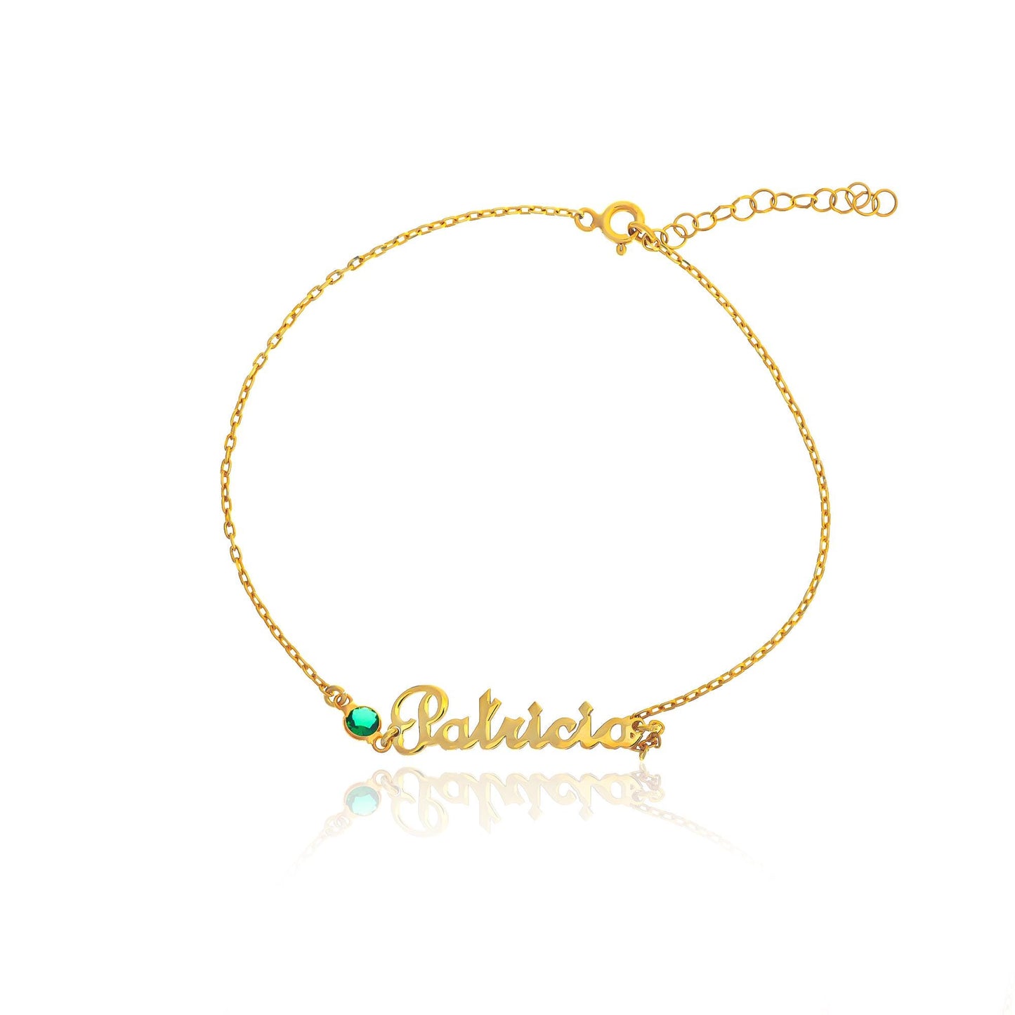 Custom Name Anklet with Birthstone, Personalized Dainty Chain Bracelet, 925 Silver Gold Plated Gift for Her, Minimalist Summer Jewelry