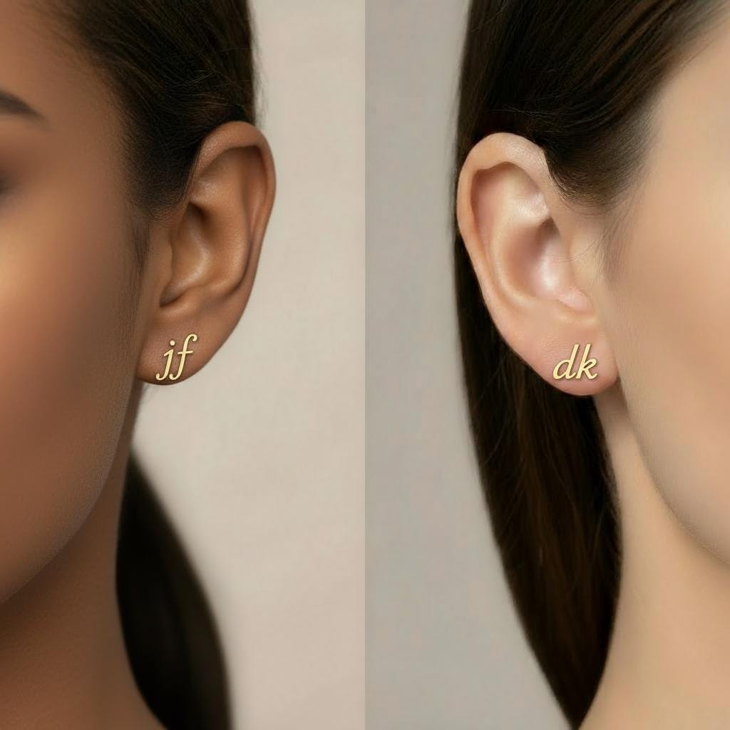 Minimalist 14k Gold Plated Sterling Silver Initial Earrings, Lowercase Letter Earrings, Gold Stud Earrings, Mother's Day Gift, Mom Gift