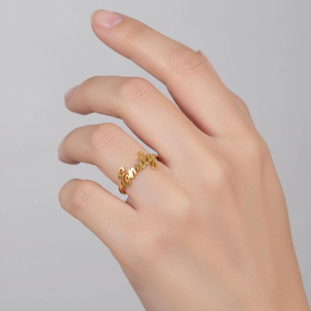 Personalized Name Ring, Custom Name Silver or Gold Dainty Ring, Handmade Minimalist Band, Unique Gift for Her, Delicate Stackable Jewelry