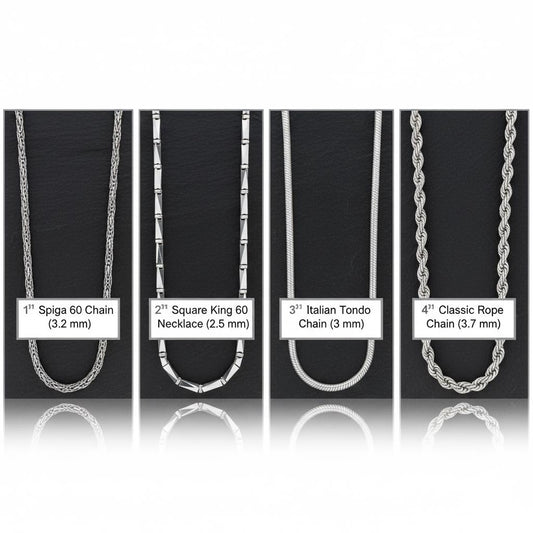 925 Sterling Silver Chain Necklace, Rope Spiga Tondo Styles, Unisex Minimalist Jewelry for Pendant, Personalized Gift, Christmas Gift