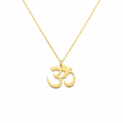 Inspirational Om Pendant Necklace, Minimalist 14K Gold Plated 925 Silver, Zen Spiritual Jewelry, Custom Length Personalized Christmas Gift