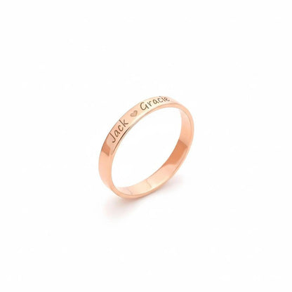 Engraved Name Band, Dainty 925 Sterling Silver Gold Plated Ring, Custom Love Token, Personalized Anniversary Gift for Her, Christmas Gift