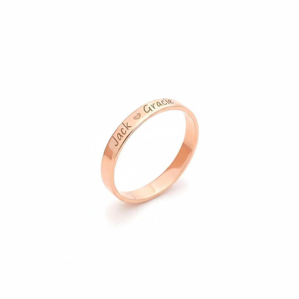 Custom Engraved Names Ring, Dainty 925 Silver Gold Plated Promise Ring, Personalized Minimalist Stackable Band, Christmas Gift for Her