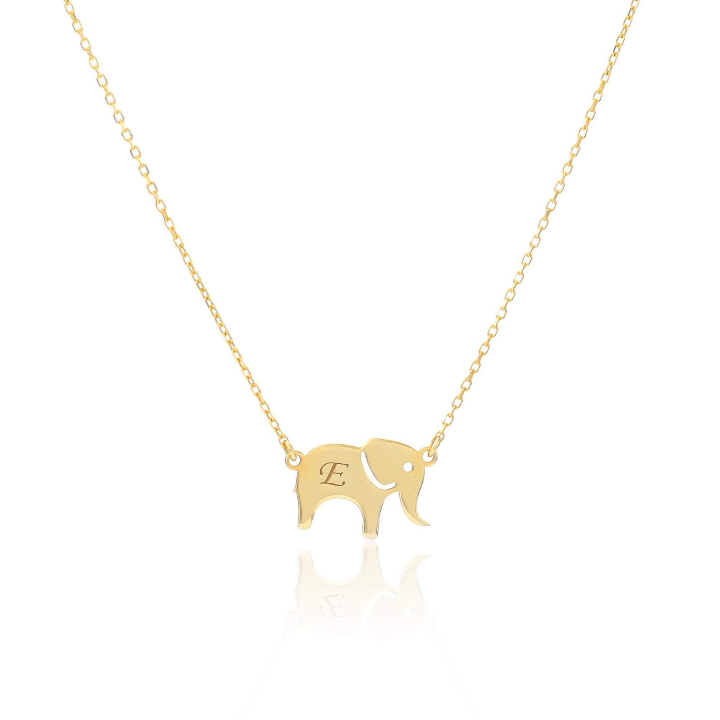 Personalized Handmade Elephant Initial Necklace, Custom Animal Charm Minimalist Jewelry, Christmas Gift for Her, Dainty 14k Gold Plated