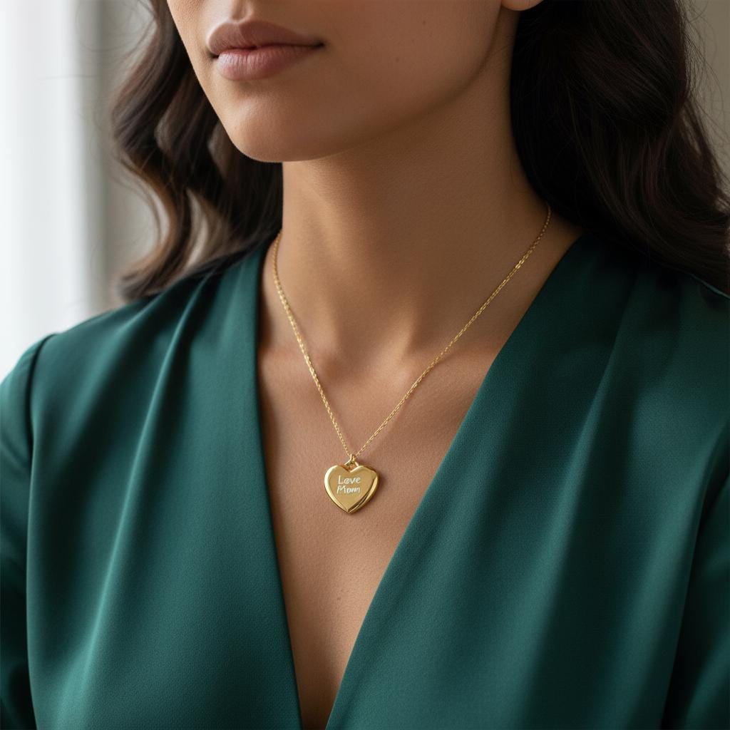 Minimalist Flat Heart Necklace, Dainty 925 Sterling Silver Gold Plated Custom Length Chain, Simple Heart Charm Jewelry Gift for Her