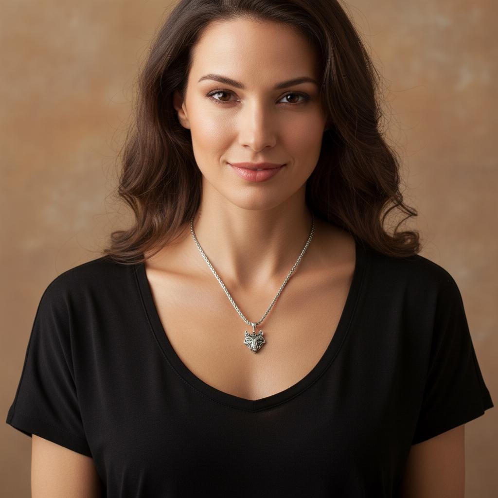 Viking Wolf Head Pendant, Stainless Steel Celtic Amulet, Unisex Protection Charm, Christmas Gift, Fenrir Norse Mythology Necklace