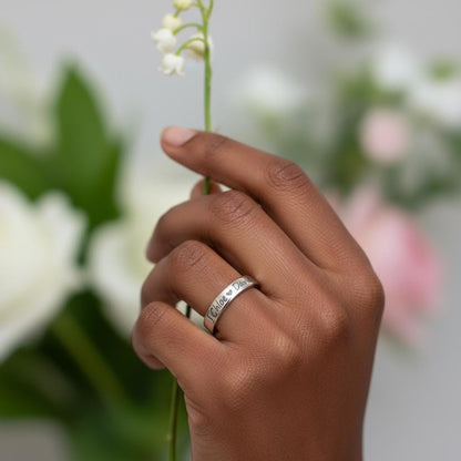 Custom Engraved Names Ring, Dainty 925 Silver Gold Plated Promise Ring, Personalized Minimalist Stackable Band, Christmas Gift for Her