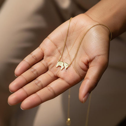 Personalized Handmade Elephant Initial Necklace, Custom Animal Charm Minimalist Jewelry, Christmas Gift for Her, Dainty 14k Gold Plated