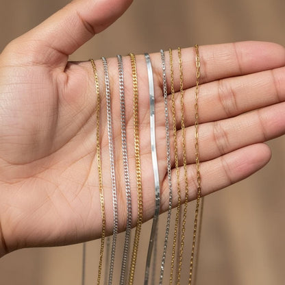 Gold Plated Layering Chain Necklace, Custom 925 Silver Chain Various Styles Dainty Thick, Everyday Minimalist Christmas Gift for Her Him